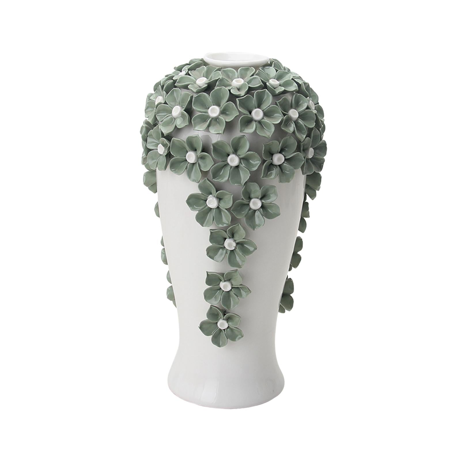 Modern Dried Flower Vase Home Decoration Vase for Wedding Entryway Fireplace Green S