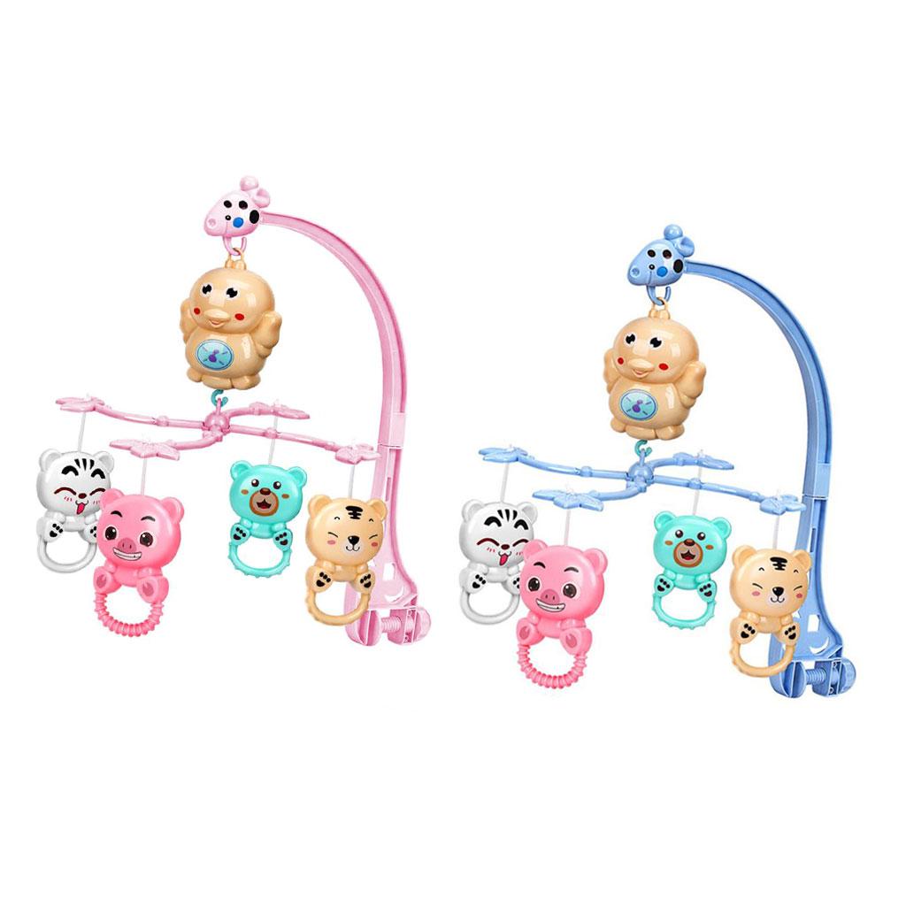 0-12 Months Crib Mobile Musical Baby Bed Crib Bell Baby Rattles Toys Blue