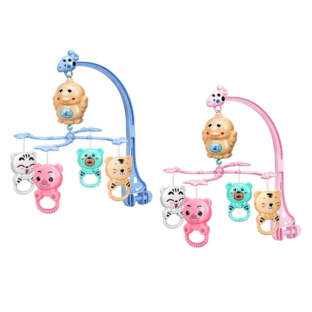 0-12 Months Crib Mobile Musical Baby Bed Crib Bell Baby Rattles Toys Blue