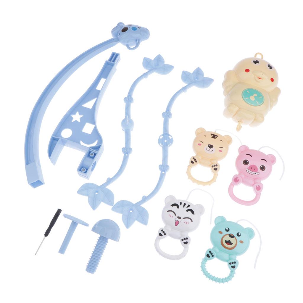 0-12 Months Crib Mobile Musical Baby Bed Crib Bell Baby Rattles Toys Blue