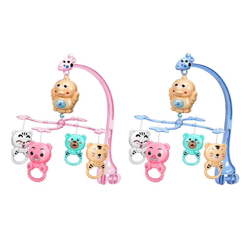 0-12 Months Crib Mobile Musical Baby Bed Crib Bell Baby Rattles Toys Blue