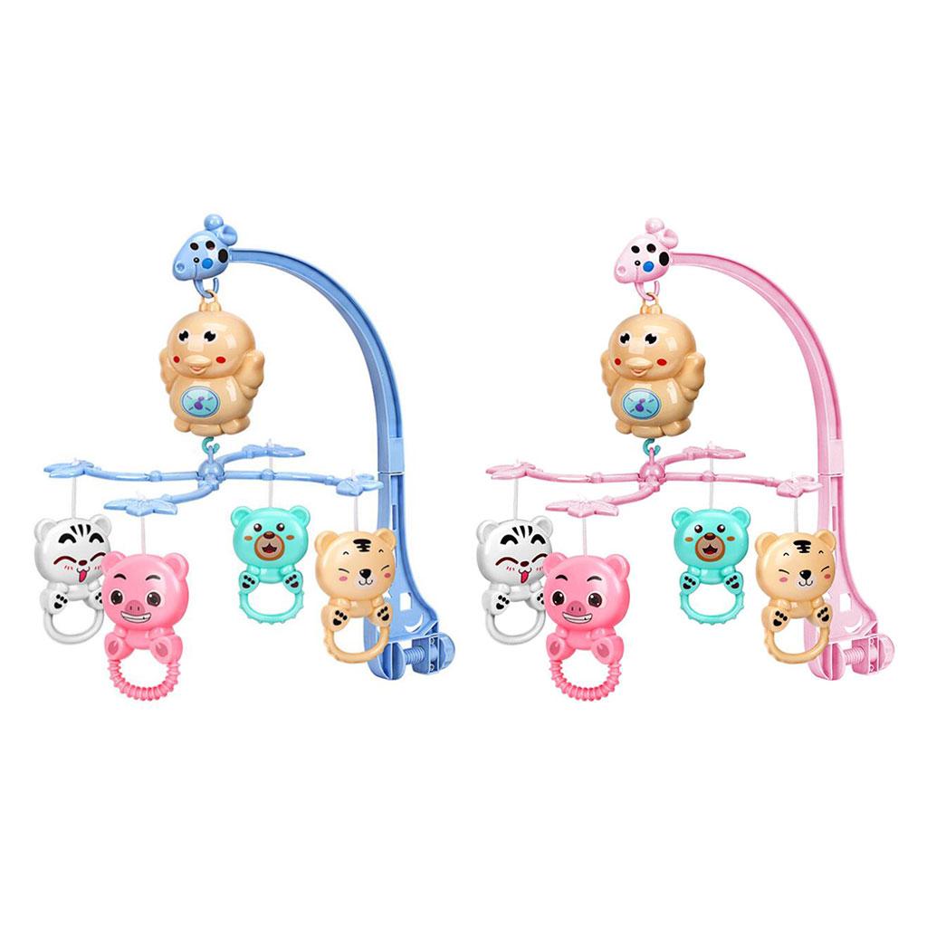 0-12 Months Crib Mobile Musical Baby Bed Crib Bell Baby Rattles Toys Blue