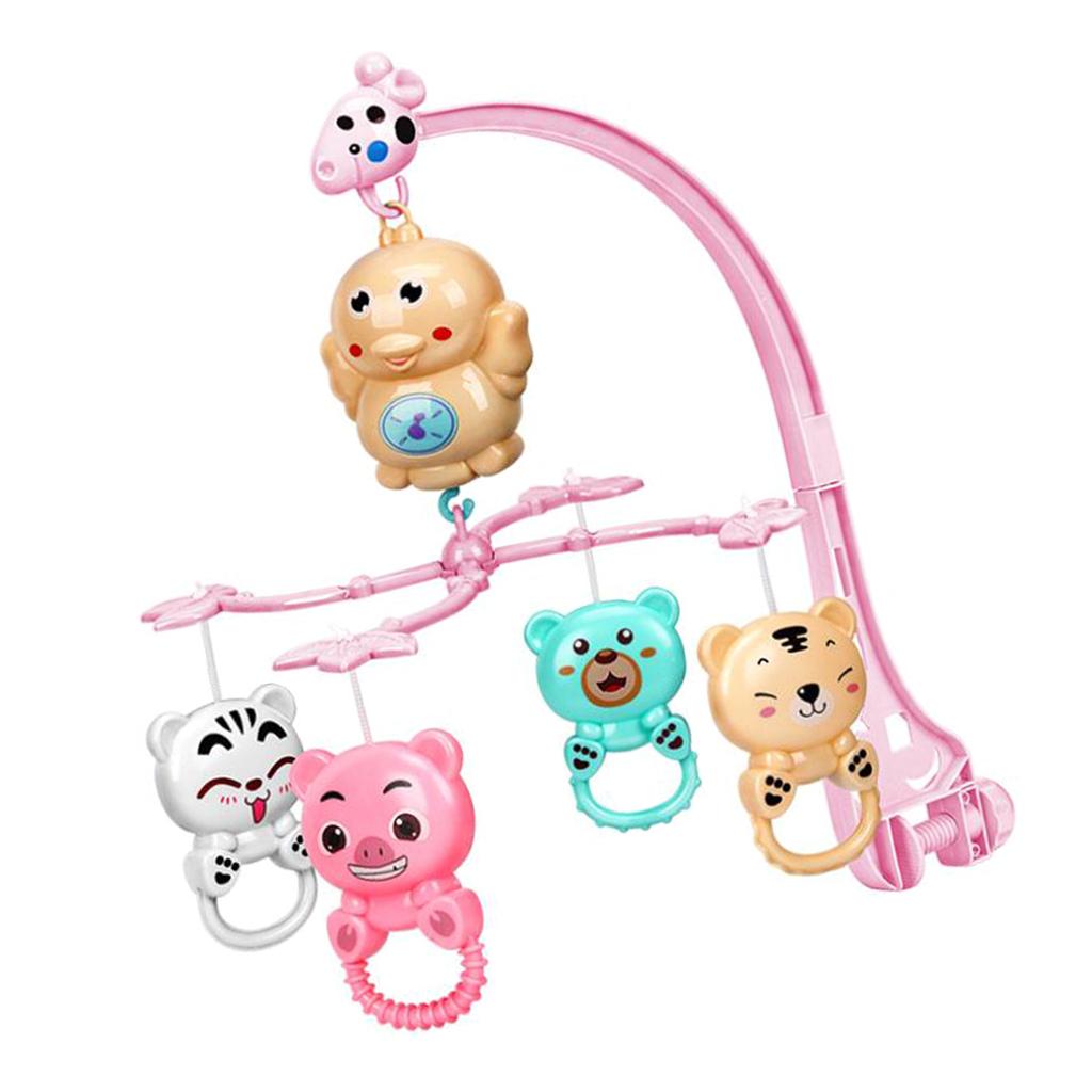 0-12 Months Crib Mobile Musical Baby Bed Crib Bell Baby Rattles Toys Pink