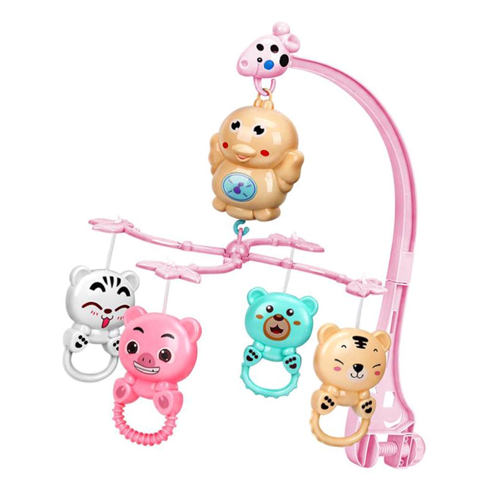 0-12 Months Crib Mobile Musical Baby Bed Crib Bell Baby Rattles Toys Pink