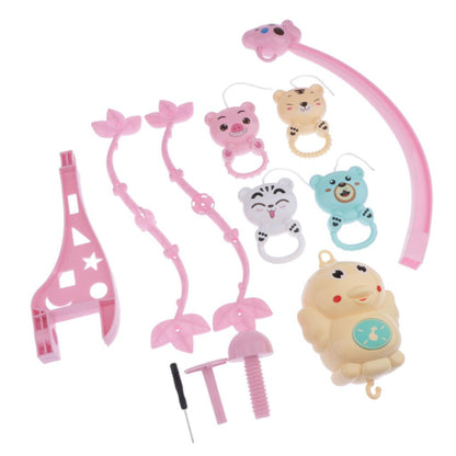 0-12 Months Crib Mobile Musical Baby Bed Crib Bell Baby Rattles Toys Pink