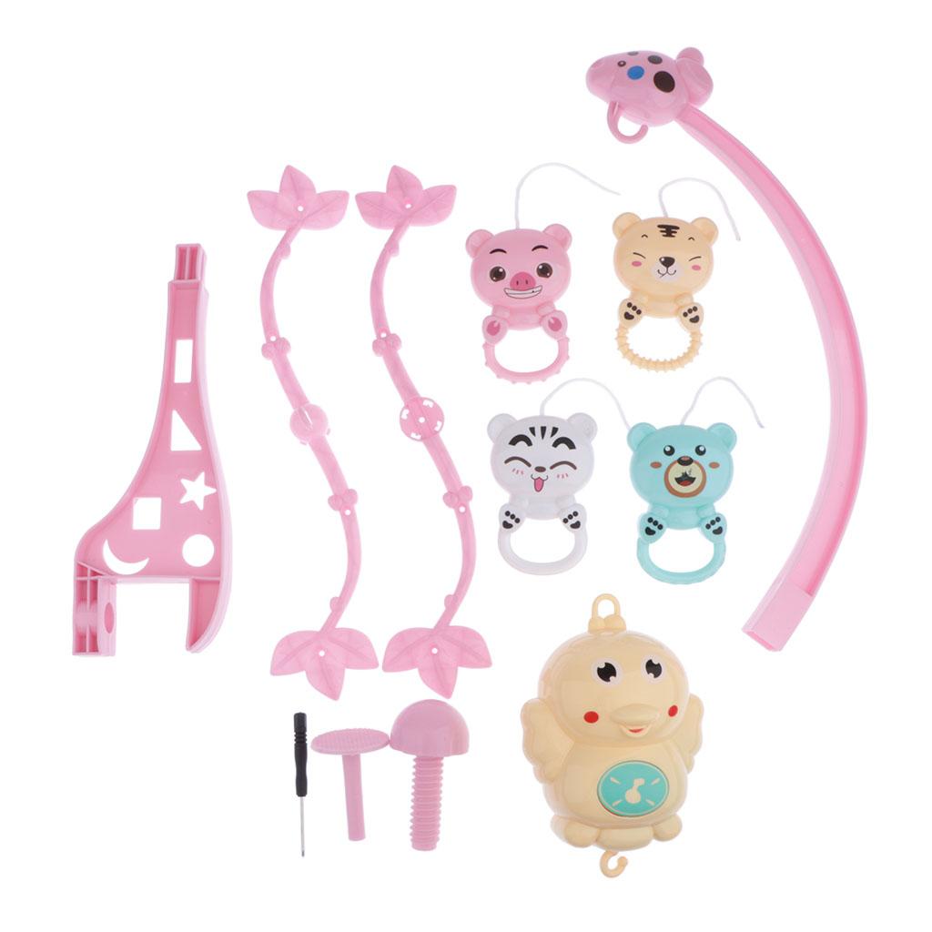 0-12 Months Crib Mobile Musical Baby Bed Crib Bell Baby Rattles Toys Pink