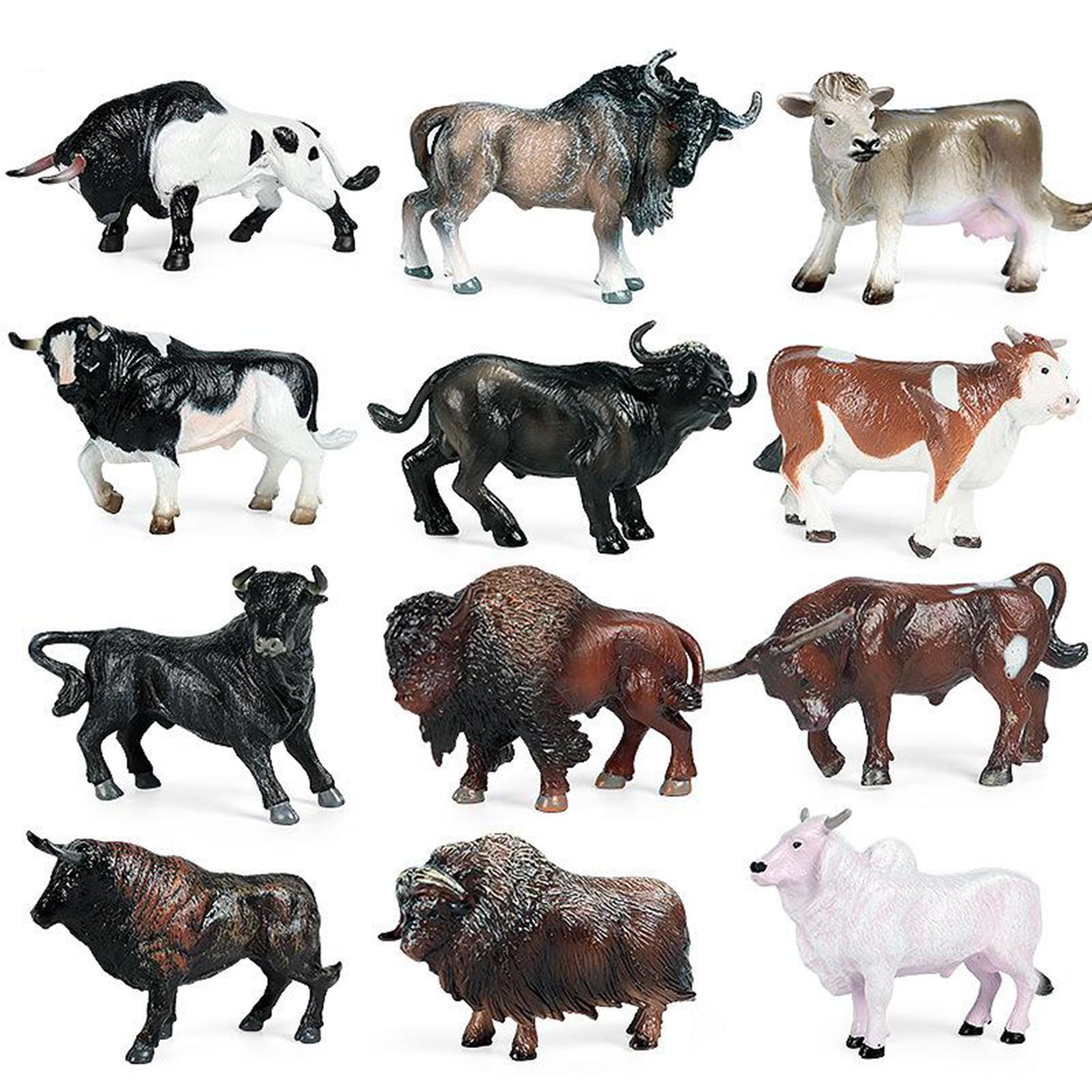 4pcs Cattle Figurine Simulated Bull Realistic Animals Cow Educational Toy A