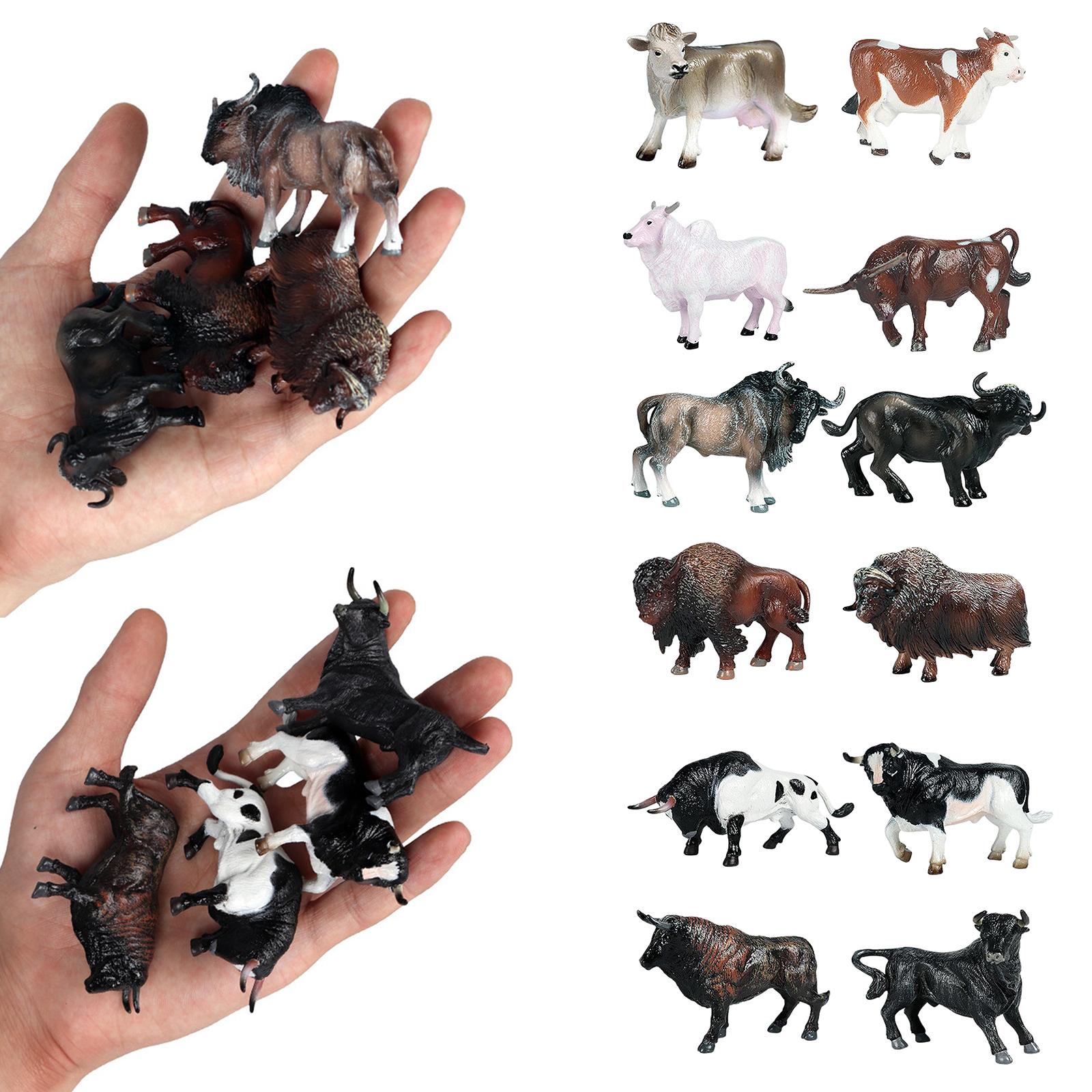 4pcs Cattle Figurine Simulated Bull Realistic Animals Cow Educational Toy A