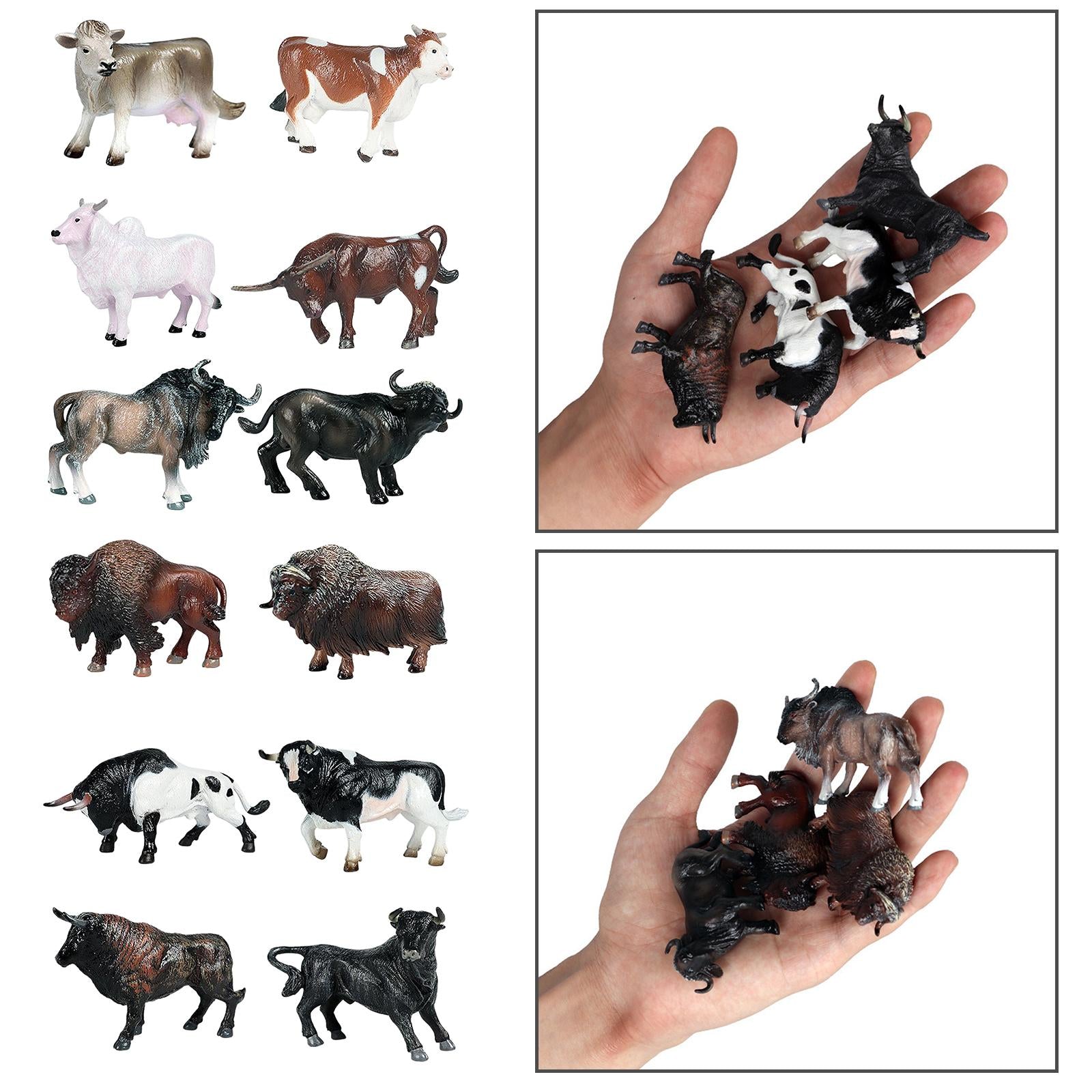 4pcs Cattle Figurine Simulated Bull Realistic Animals Cow Educational Toy A