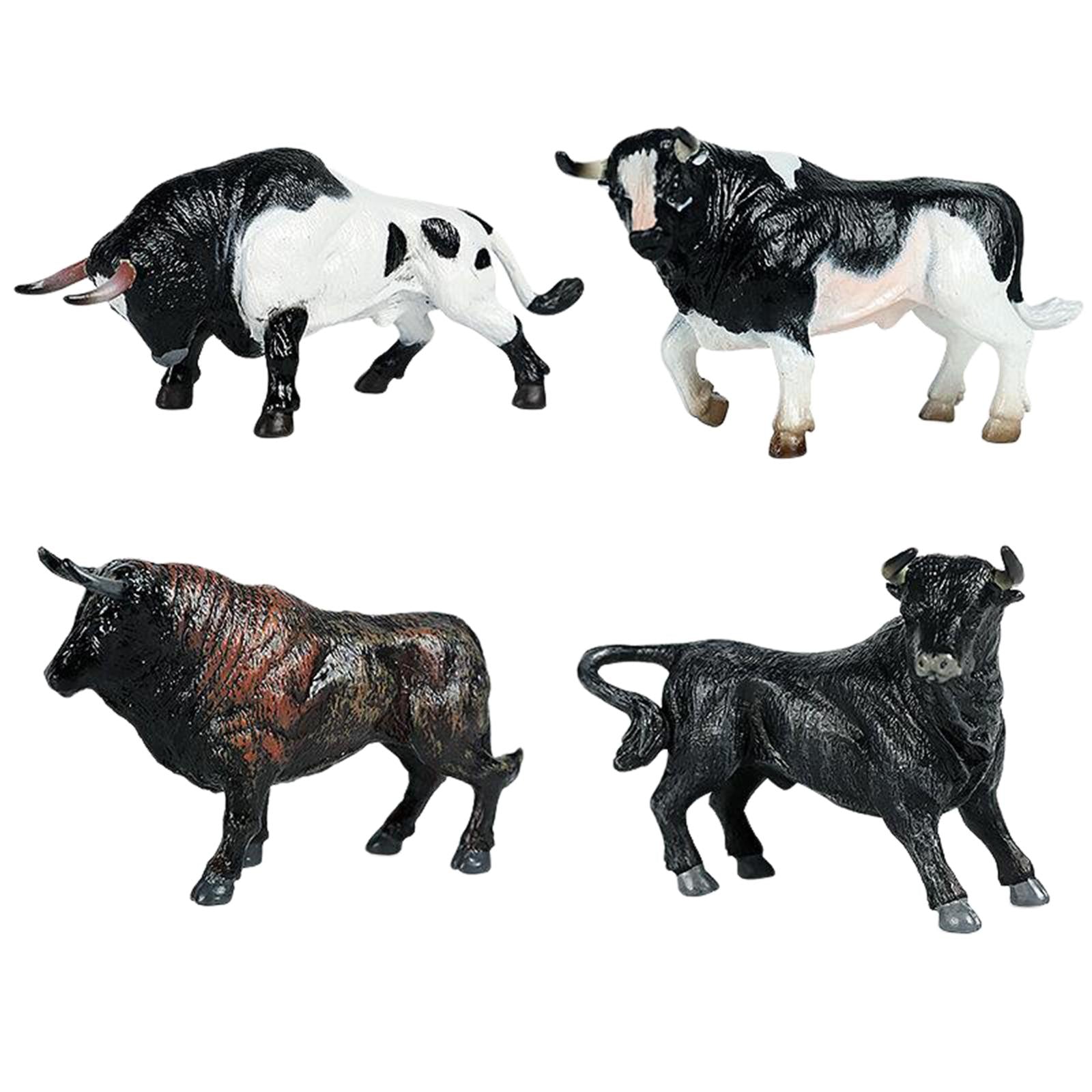 4pcs Cattle Figurine Simulated Bull Realistic Animals Cow Educational Toy A