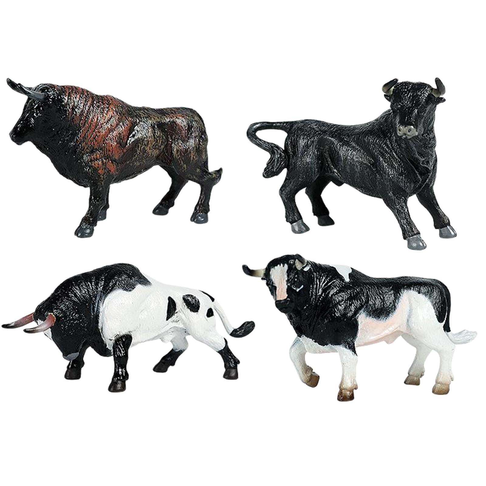 4pcs Cattle Figurine Simulated Bull Realistic Animals Cow Educational Toy A