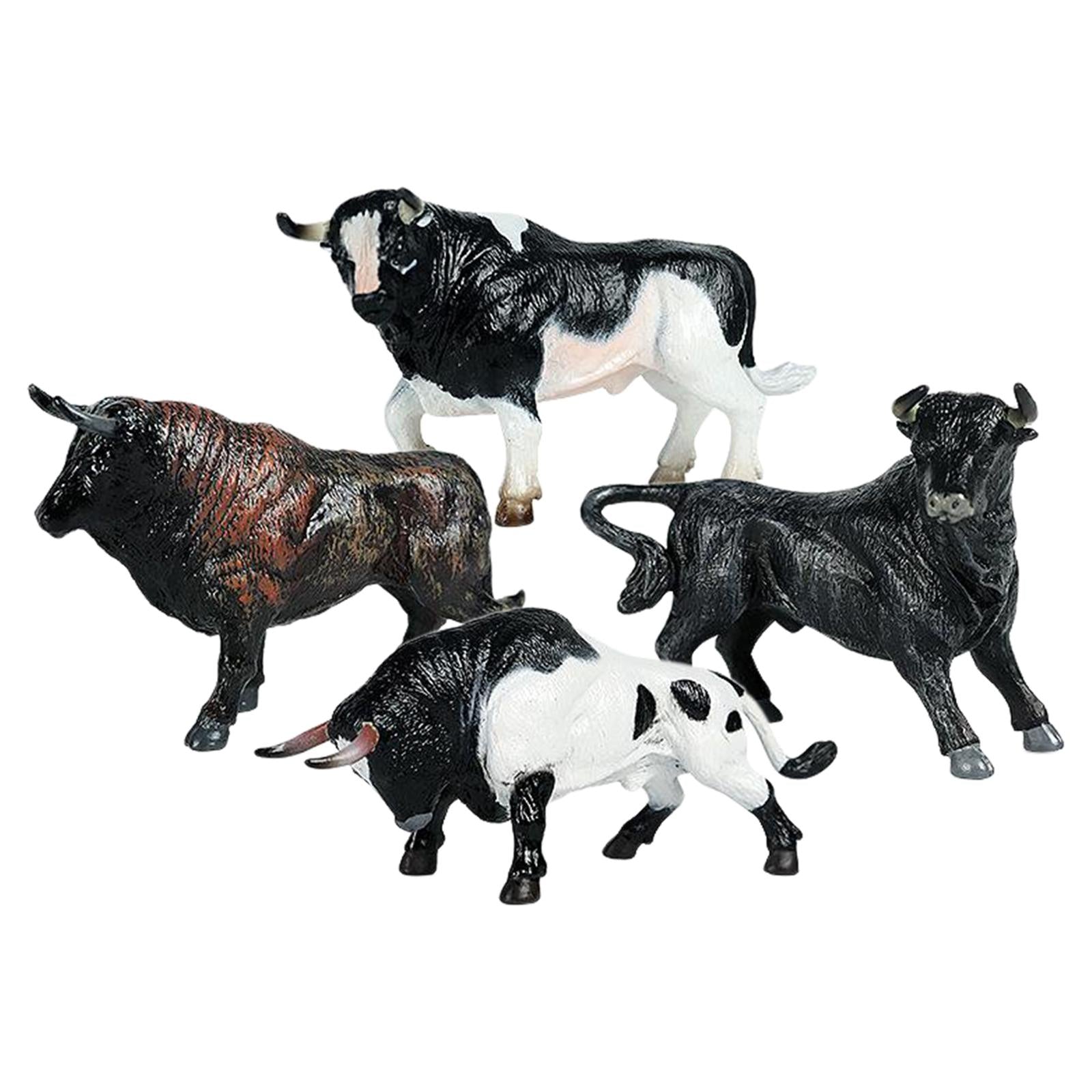 4pcs Cattle Figurine Simulated Bull Realistic Animals Cow Educational Toy A