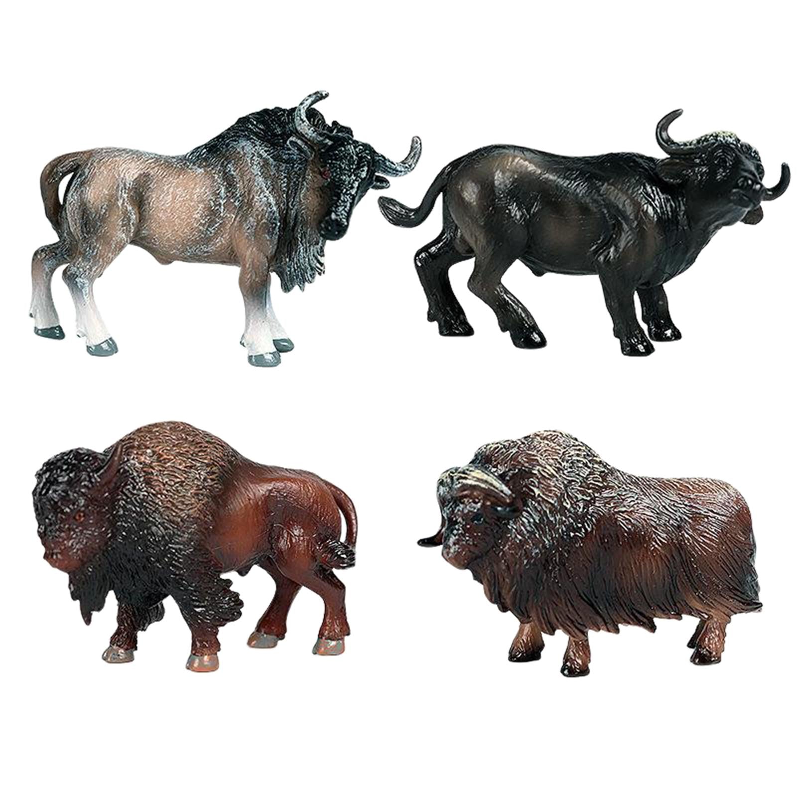 4pcs Cattle Figurine Simulated Bull Realistic Animals Cow Educational Toy B