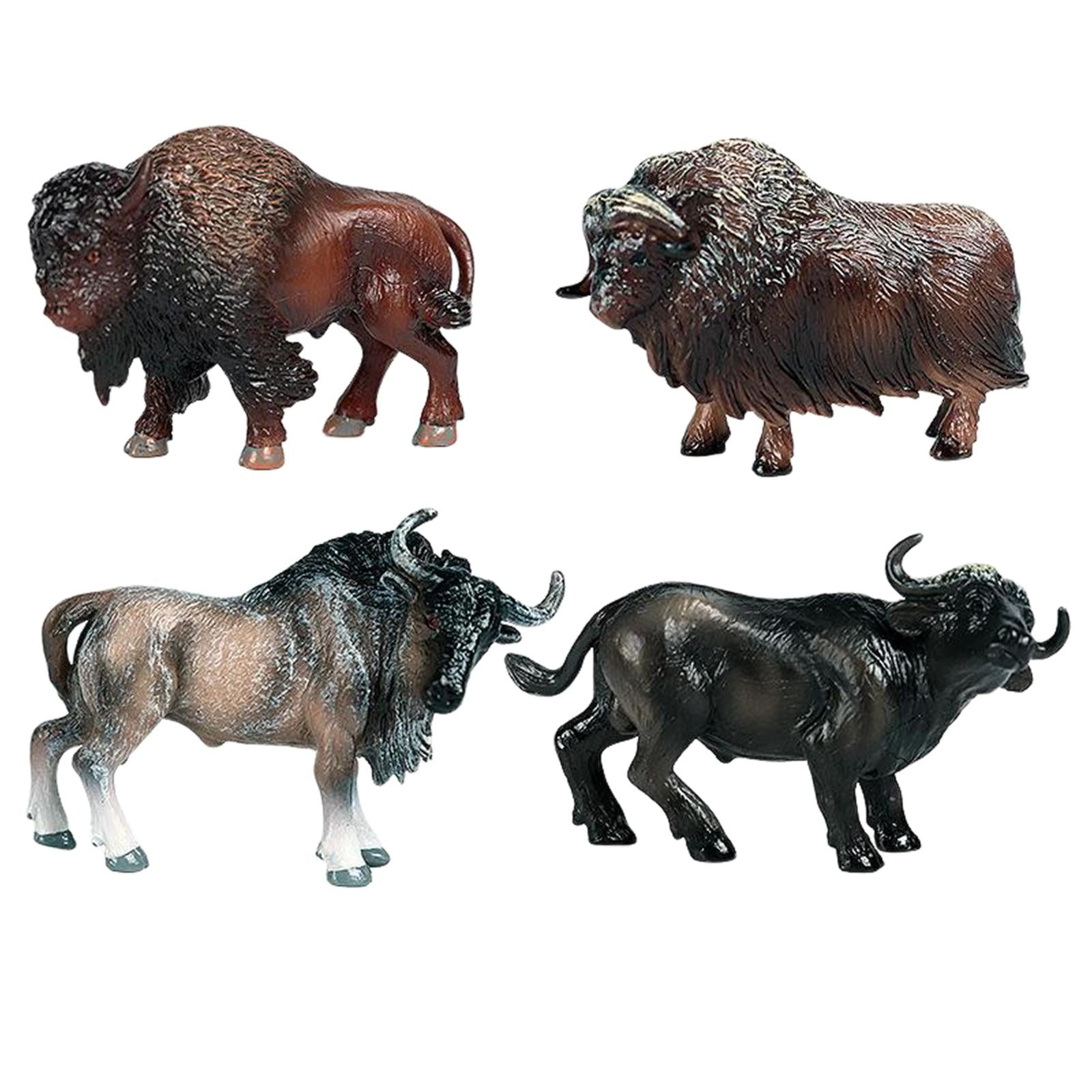 4pcs Cattle Figurine Simulated Bull Realistic Animals Cow Educational Toy B