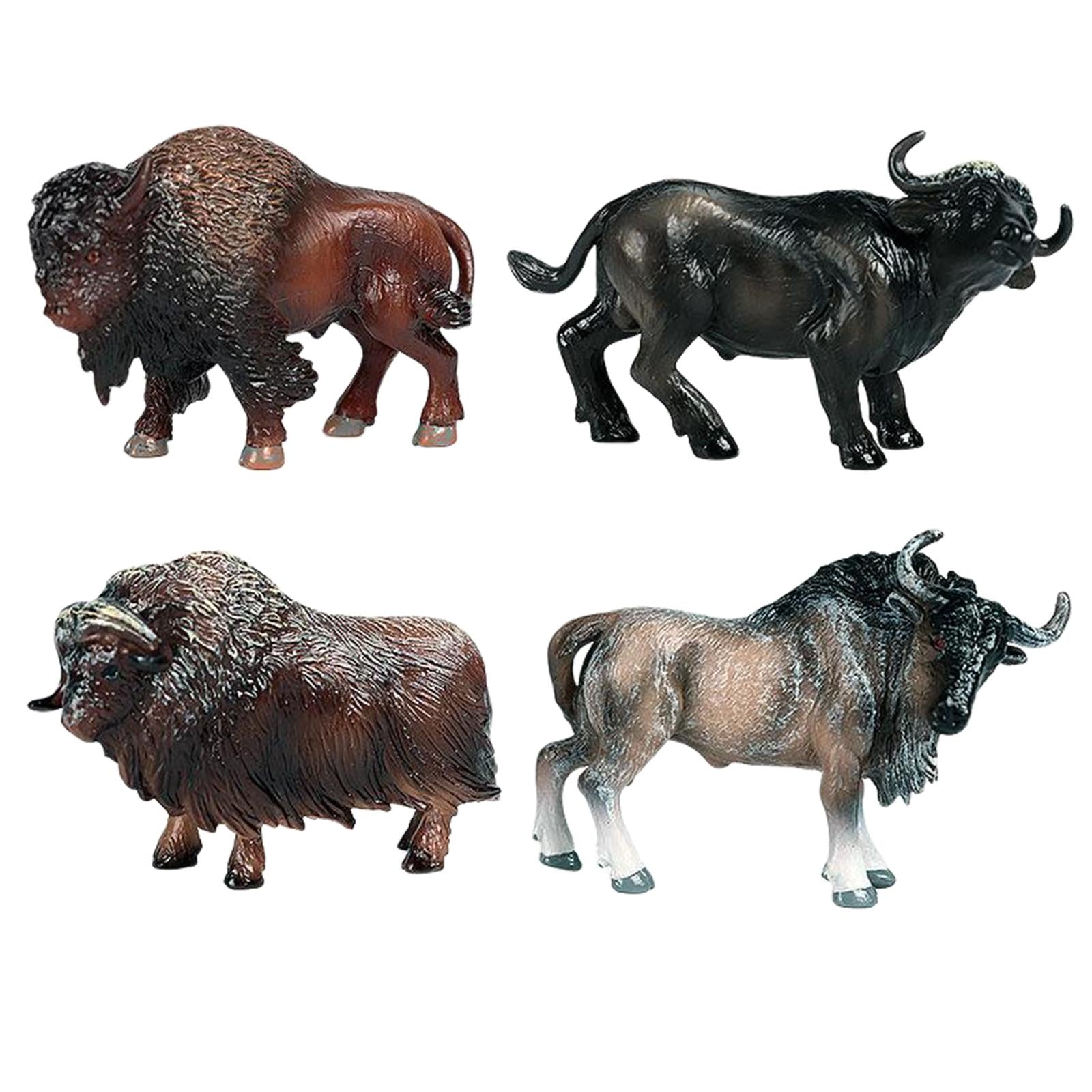 4pcs Cattle Figurine Simulated Bull Realistic Animals Cow Educational Toy B