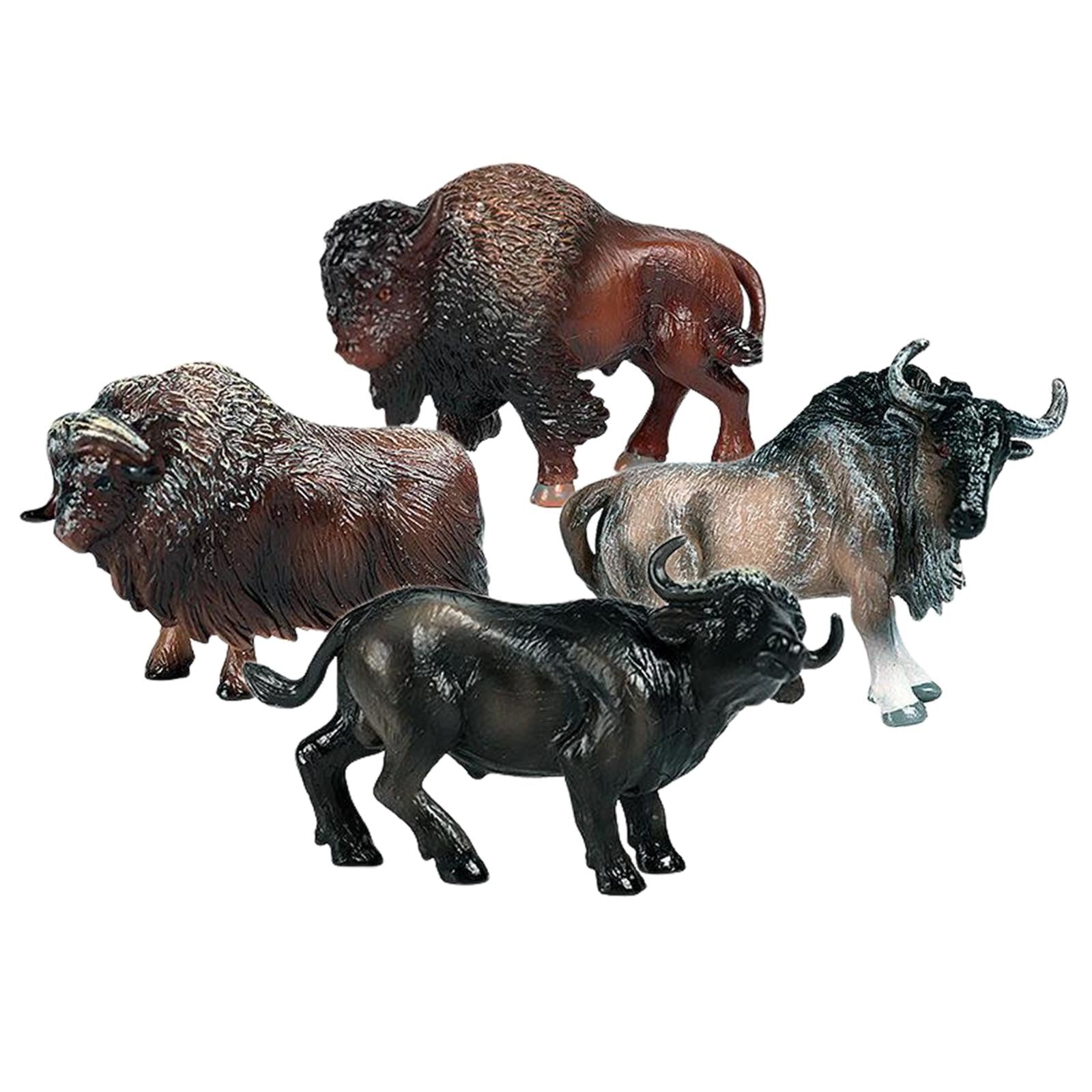 4pcs Cattle Figurine Simulated Bull Realistic Animals Cow Educational Toy B