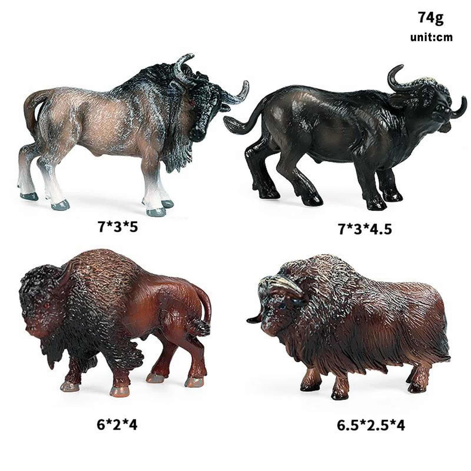 4pcs Cattle Figurine Simulated Bull Realistic Animals Cow Educational Toy B