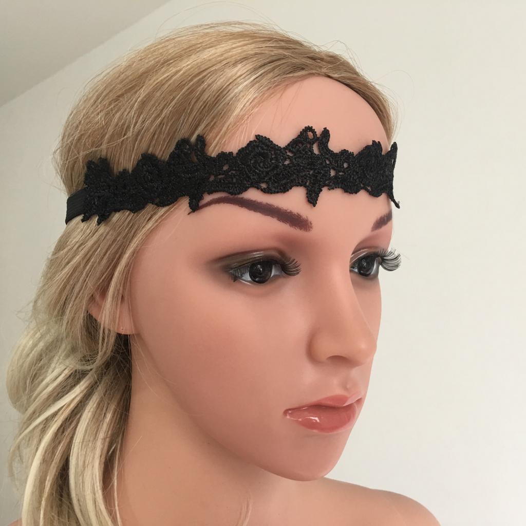  Wedding Black Lace Elastic Bands Black Lace Stretch Headband Bridal Shower Hair Accessory