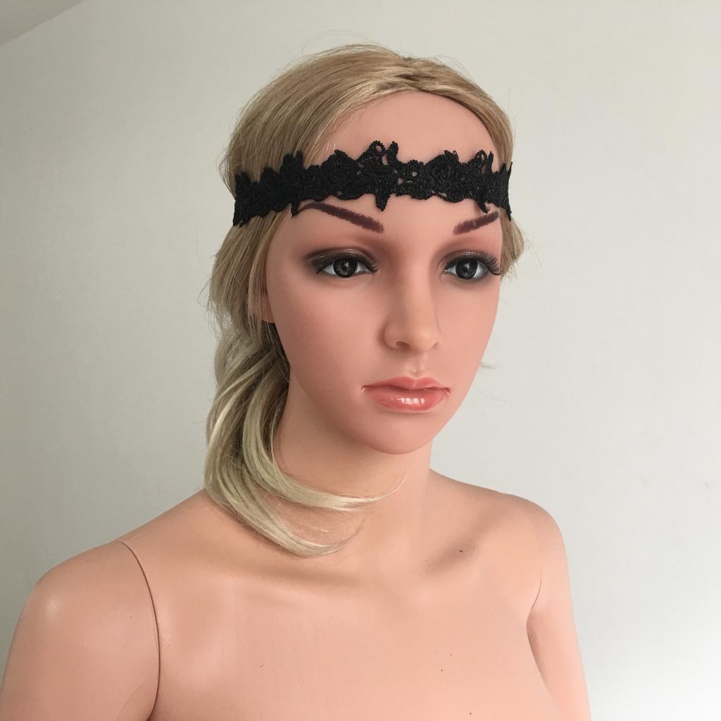  Wedding Black Lace Elastic Bands Black Lace Stretch Headband Bridal Shower Hair Accessory