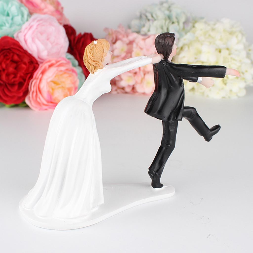 "Oh No You Don't" Humorous Newlywed Wedding Cake Topper Bride Groom