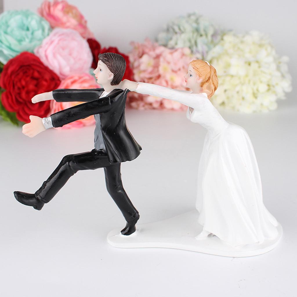 "Oh No You Don't" Humorous Newlywed Wedding Cake Topper Bride Groom