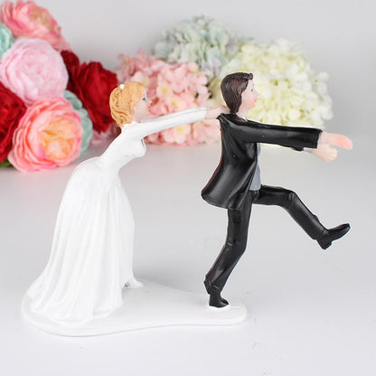 "Oh No You Don't" Humorous Newlywed Wedding Cake Topper Bride Groom