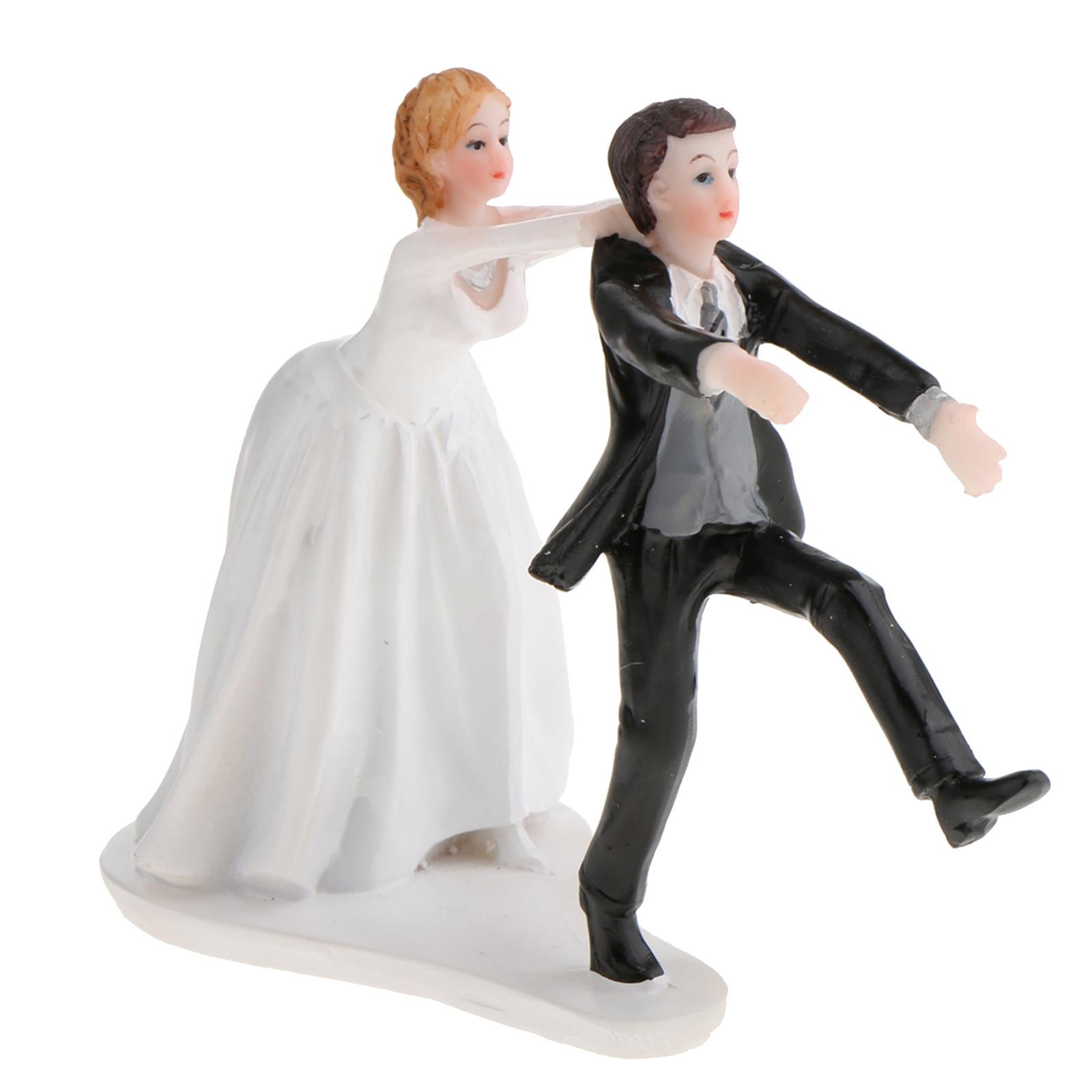 "Oh No You Don't" Humorous Newlywed Wedding Cake Topper Bride Groom