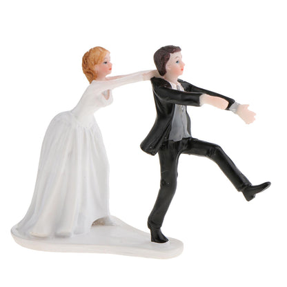 "Oh No You Don't" Humorous Newlywed Wedding Cake Topper Bride Groom