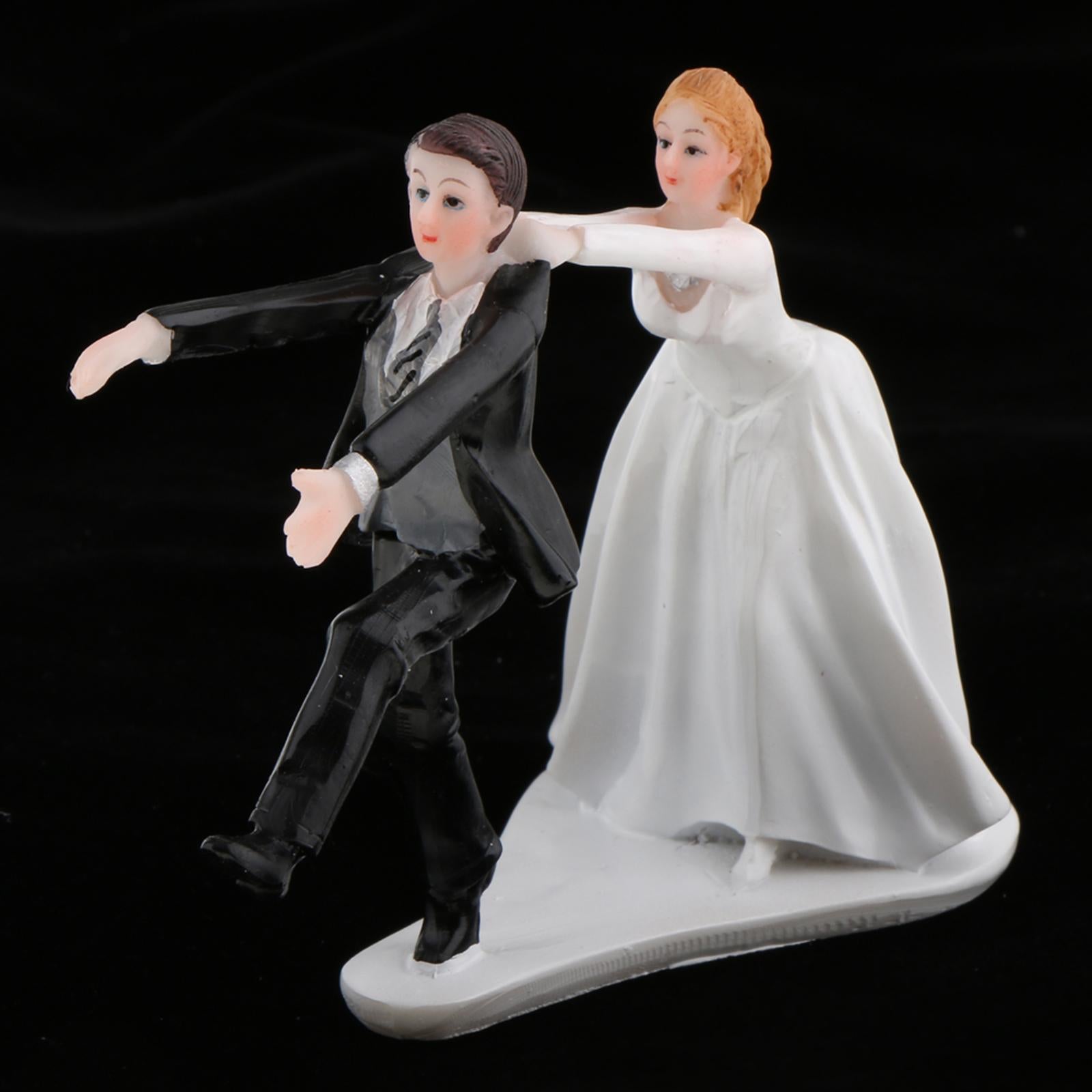 "Oh No You Don't" Humorous Newlywed Wedding Cake Topper Bride Groom