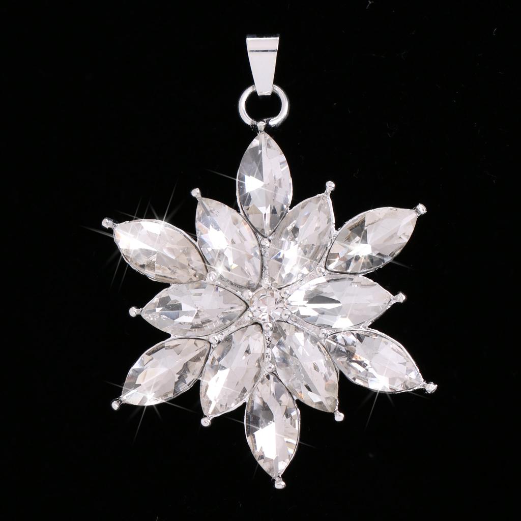  Lady Jewelry Gift Crystal Snowflake Shape Pendant Necklace Chain Birthday Gift