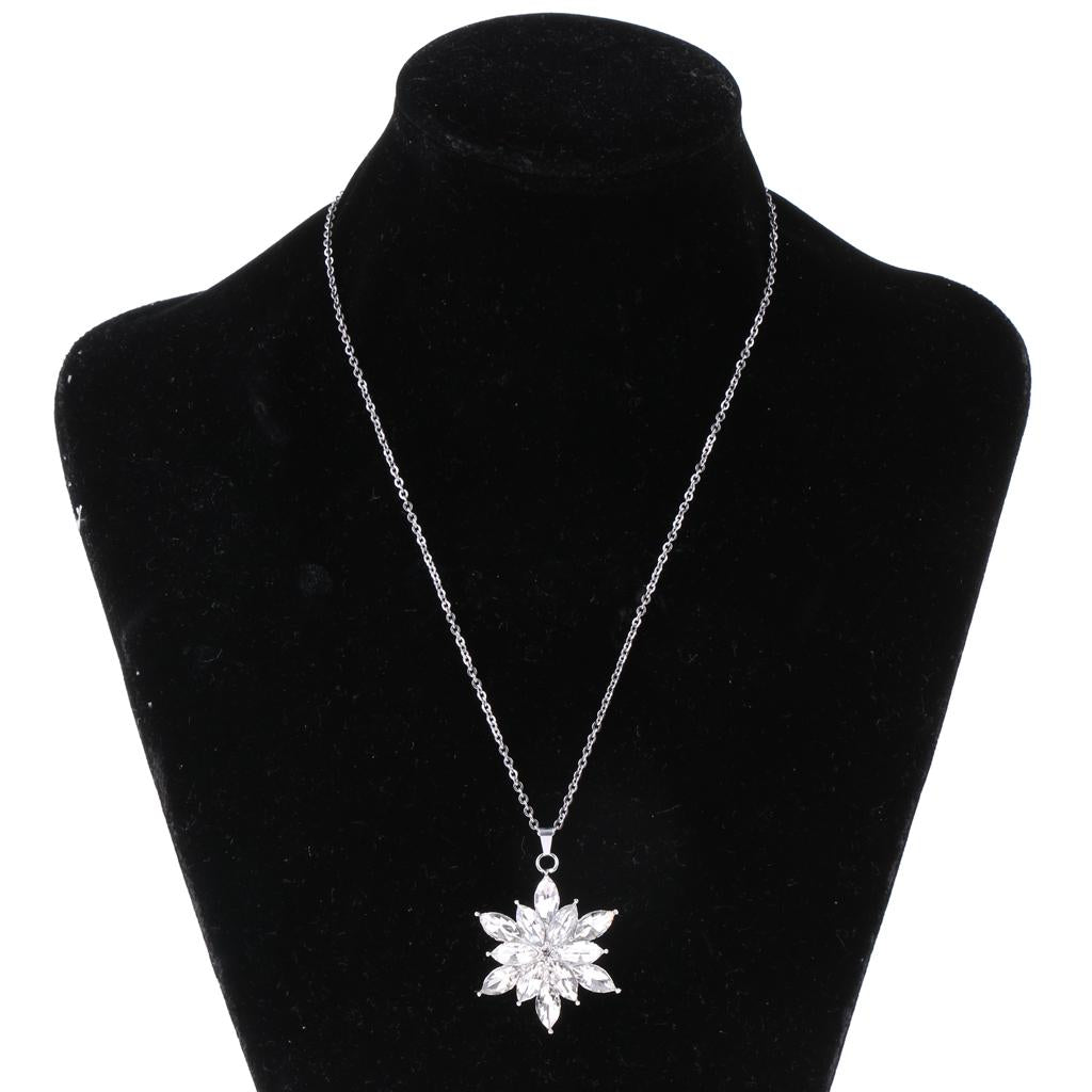  Lady Jewelry Gift Crystal Snowflake Shape Pendant Necklace Chain Birthday Gift