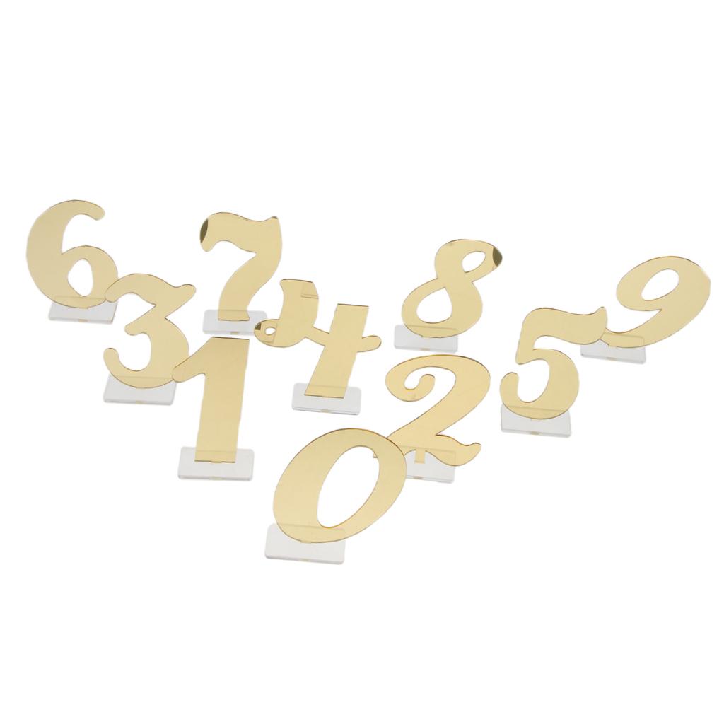 0-9 Acrylic Table Number Freestanding for Wedding Party Table Decor Gold