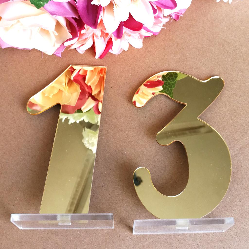 0-9 Acrylic Table Number Freestanding for Wedding Party Table Decor Gold