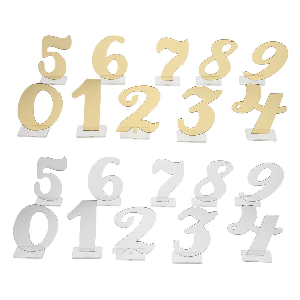 0-9 Acrylic Table Number Freestanding for Wedding Party Table Decor Gold