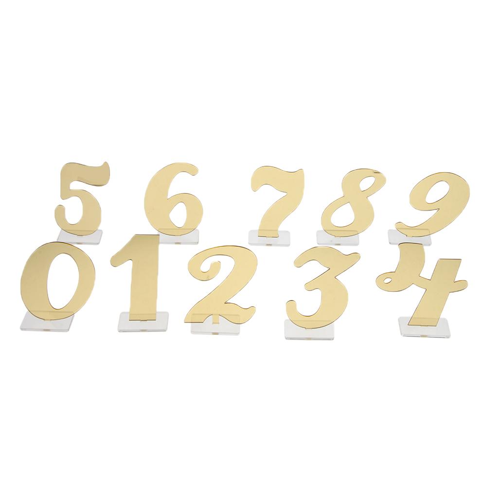 0-9 Acrylic Table Number Freestanding for Wedding Party Table Decor Gold