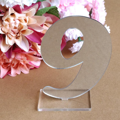 0-9 Acrylic Table Number Freestanding for Wedding Party Table Decor Silver