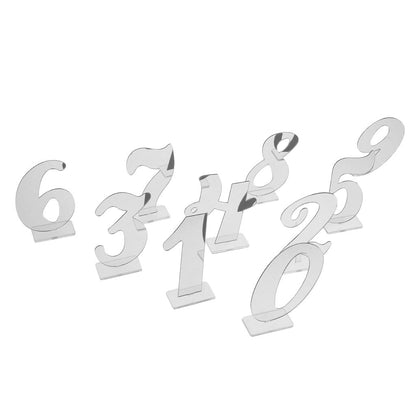 0-9 Acrylic Table Number Freestanding for Wedding Party Table Decor Silver