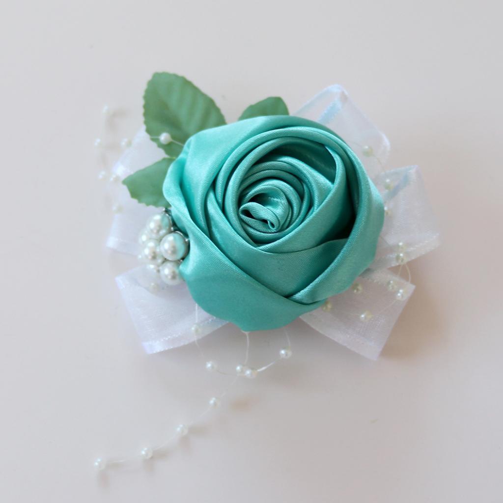 Wrist Corsage Bridal Stretchy Bracelet Wedding Prom Hand Flower Blue