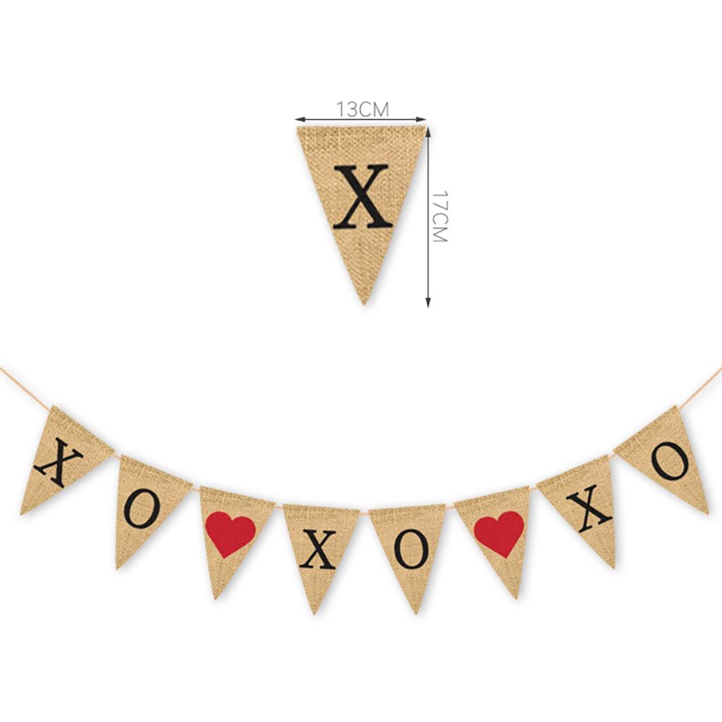 XO XO Burlap Pennant Bunting Banner Wedding Party Valentines Day Decoration