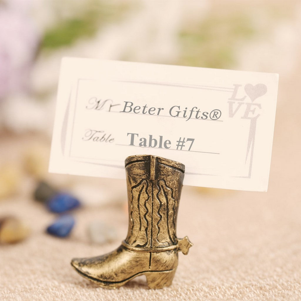 1 Piece Golden Retro Cowboy Boots Place Card Perfect For That Rustic Barn Wedding Or Birthday For Your Little Man Born To Be A Sheriff