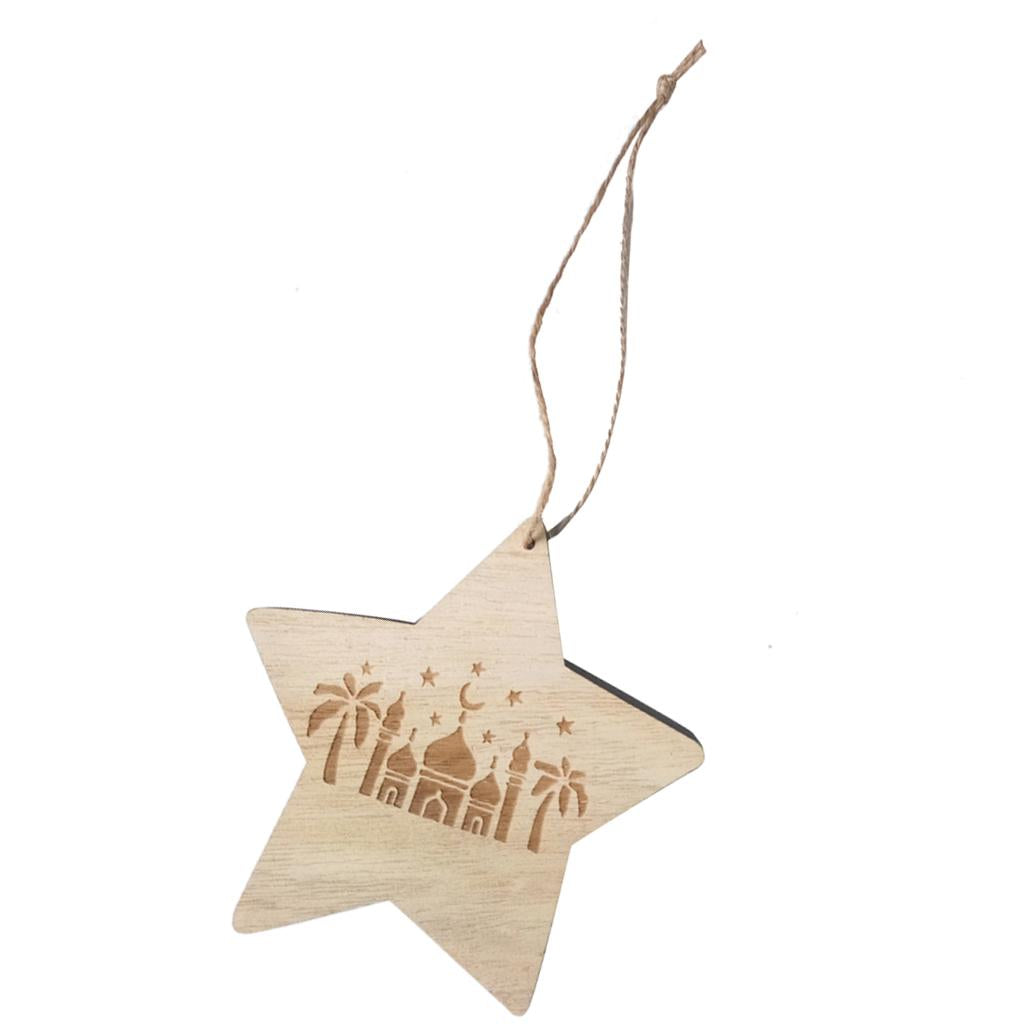 Wooden Wall Home Eid Mubarak Decorative Plaque for Muslim Islam Star Style 1