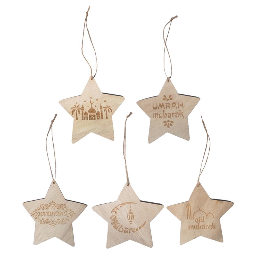 Wooden Wall Home Eid Mubarak Decorative Plaque for Muslim Islam Star Style 1