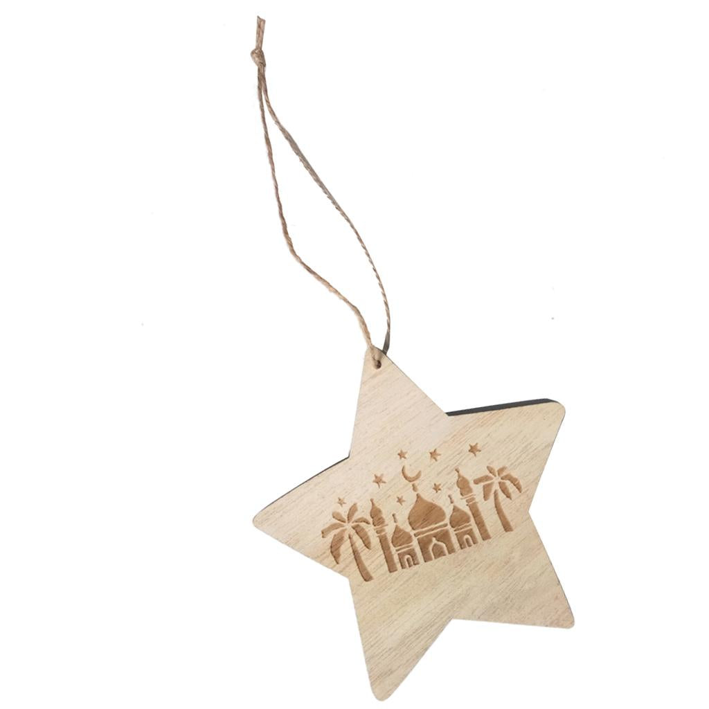 Wooden Wall Home Eid Mubarak Decorative Plaque for Muslim Islam Star Style 1