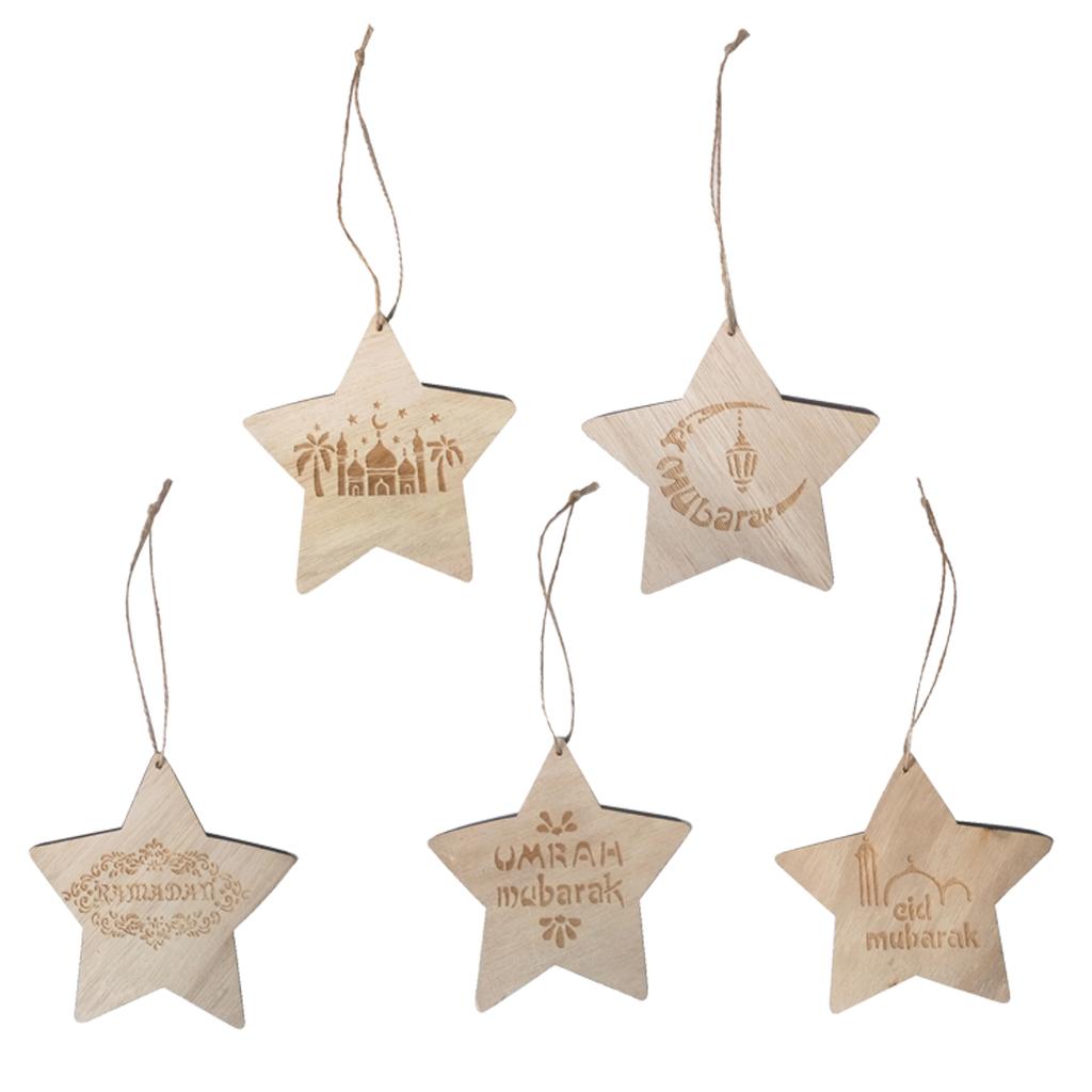 Wooden Wall Home Eid Mubarak Decorative Plaque for Muslim Islam Star Style 1