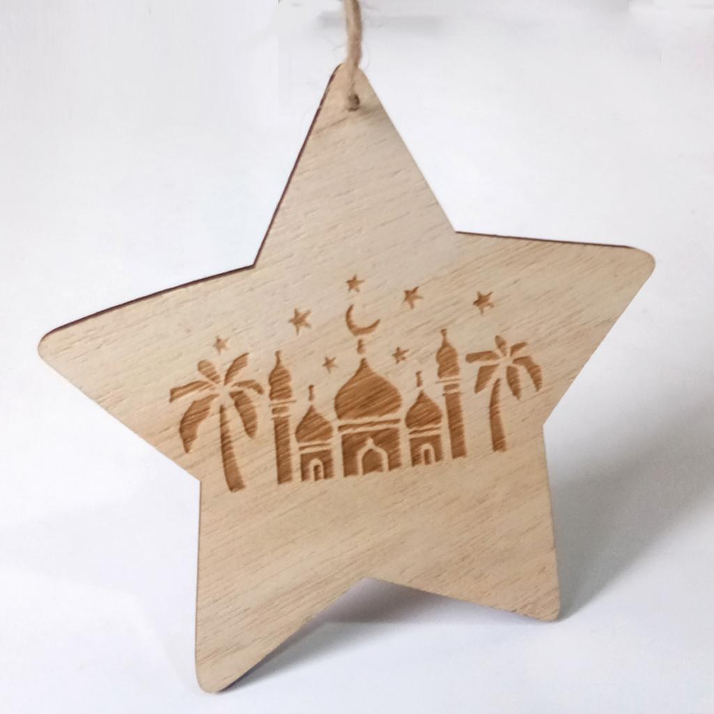 Wooden Wall Home Eid Mubarak Decorative Plaque for Muslim Islam Star Style 1