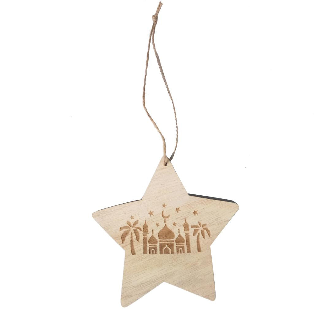 Wooden Wall Home Eid Mubarak Decorative Plaque for Muslim Islam Star Style 1