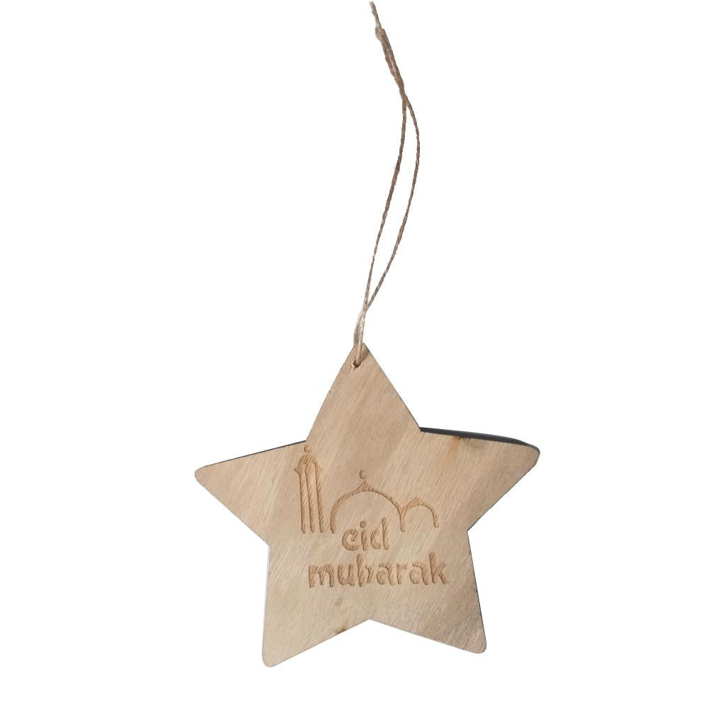 Wooden Wall Home Eid Mubarak Decorative Plaque for Muslim Islam Star Style 3