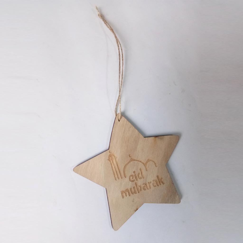 Wooden Wall Home Eid Mubarak Decorative Plaque for Muslim Islam Star Style 3