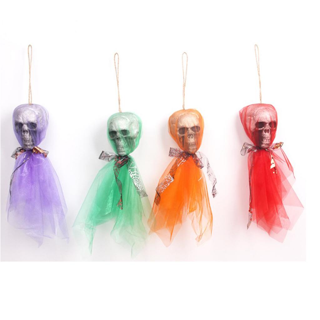 1 Set Halloween Skull Hanging Decorations Haunted House Decor Green