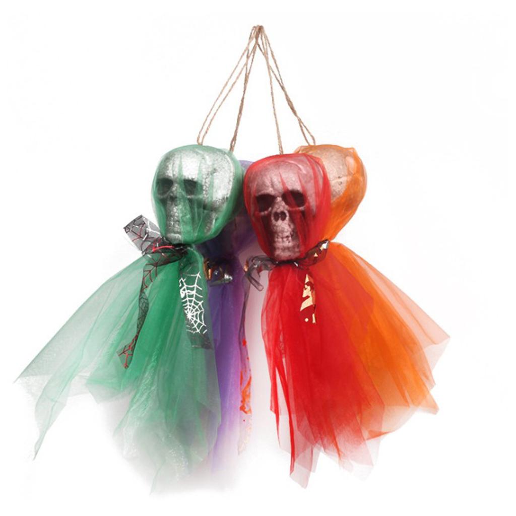 1 Set Halloween Skull Hanging Decorations Haunted House Decor Green